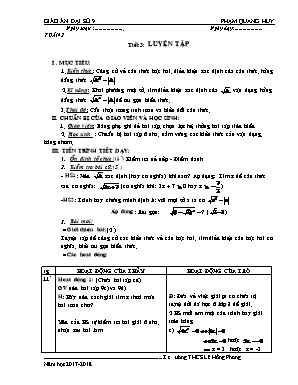 Giáo án Đại số Lớp 9 - Tiết 3 Luyện tập - Năm học 2017-2018 - Phạm Quang Huy